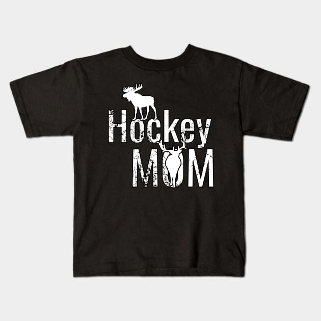American Hockey Mom in White and Black Kids T-Shirt by M Dee Signs